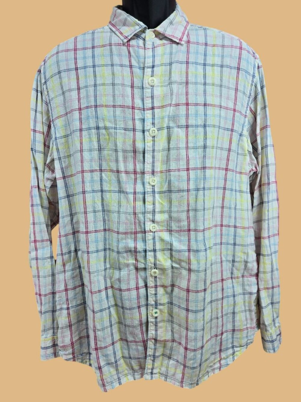 Tommy Bahama Relax Plaid Long Sleeve Linen Shirt Medium
